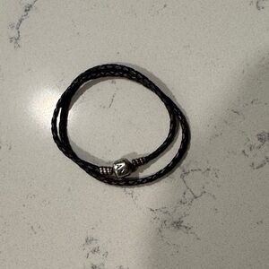 Pandora Gray Braided Bracelet with Silver Clasp